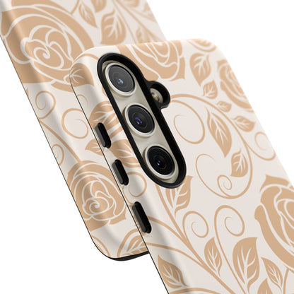 Vintage Rose Vine Tough Samsung Galaxy Case – Elegant Floral Pattern with Dual-Layer Protection