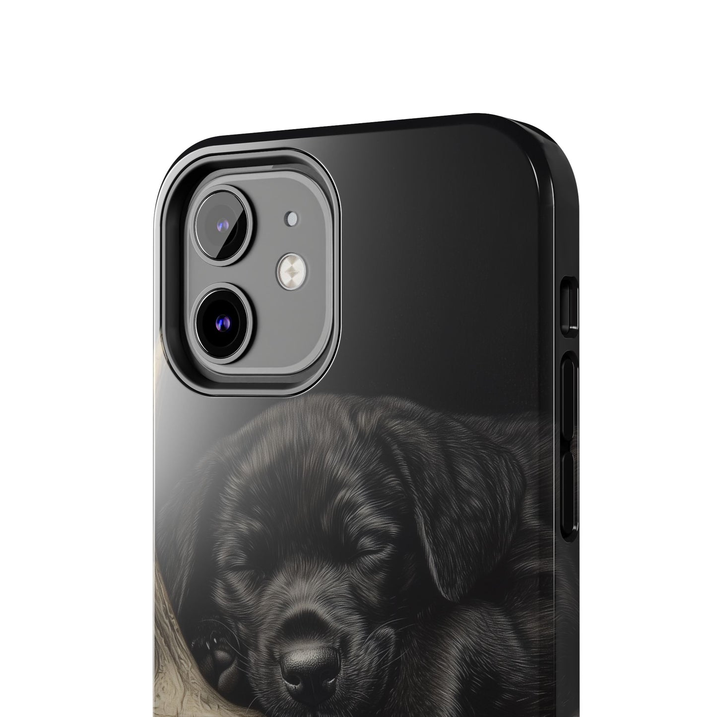 Adorable Black Labrador Puppy on Feathers iPhone Case