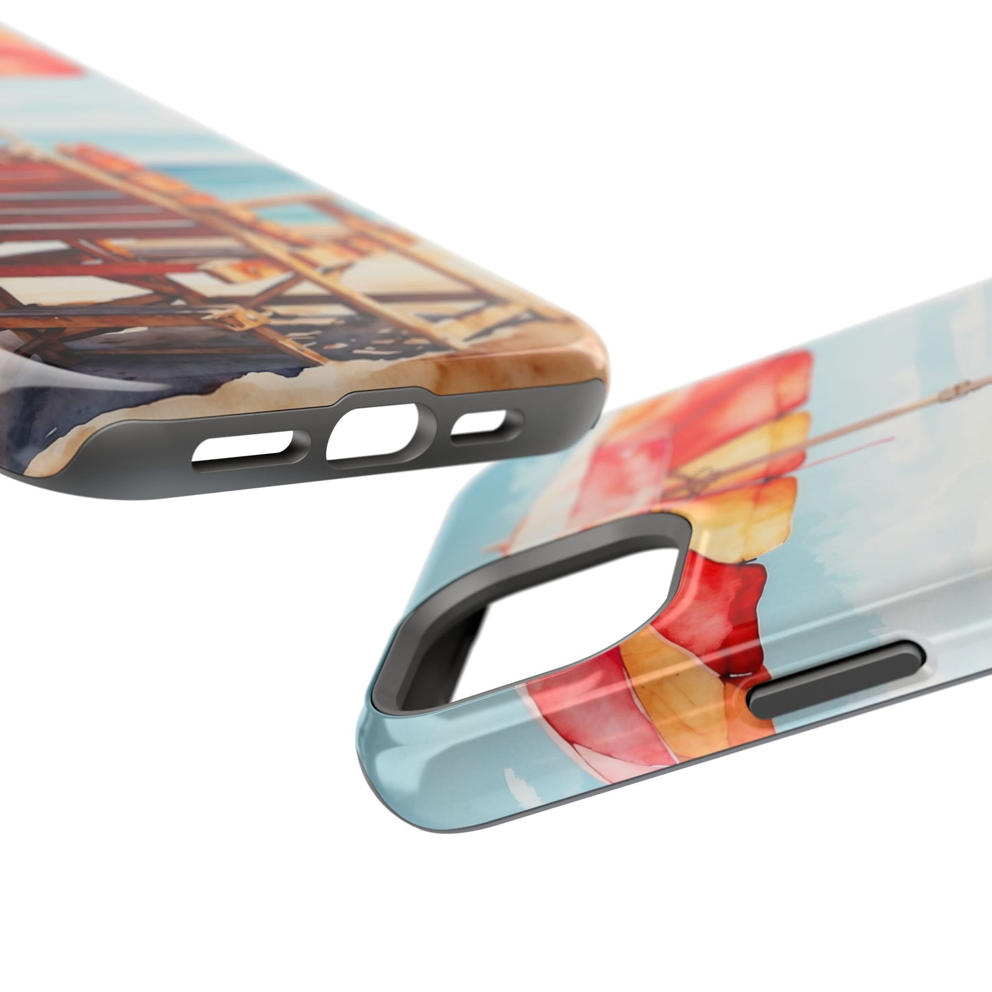 Beachfront Sunset Lounge MagSafe iPhone Case – Vibrant Watercolor Design