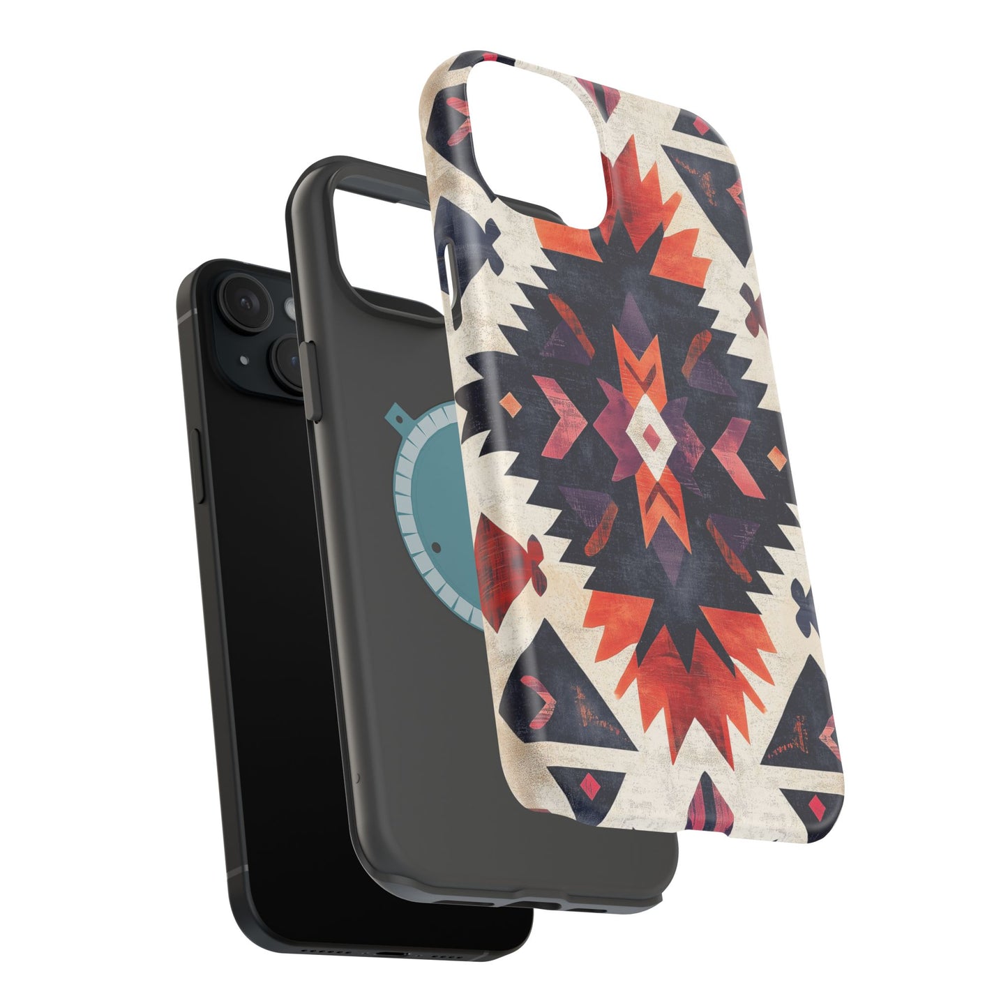 Boho Tribal Starburst Tough MagSafe iPhone Case – Vibrant Geometric Design, Dual-Layer Protection