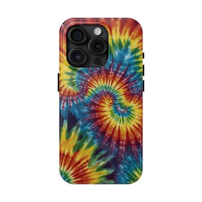 Retro Tie-Dye Swirl iPhone Case – Rainbow Spiral Design