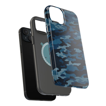 Dark Blue Camouflage – MagSafe iPhone Case with Modern Rugged Style