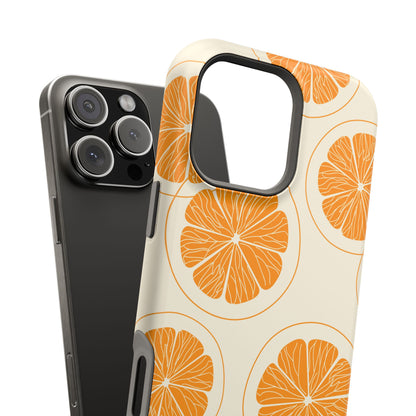 Citrus Burst Pattern Tough MagSafe iPhone Case – Bold Orange Design, Shockproof Protection