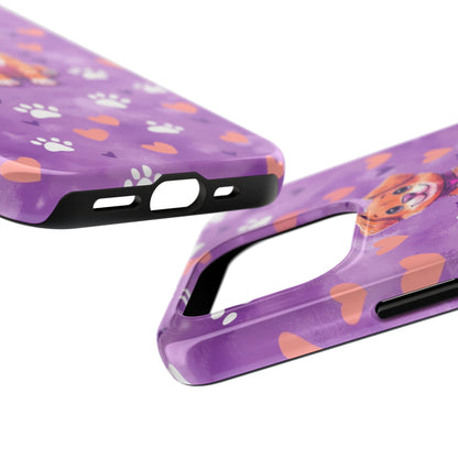 Cute Puppy iPhone Case - Adorable Pet Design with Hearts & Paw Prints, Protective Cover