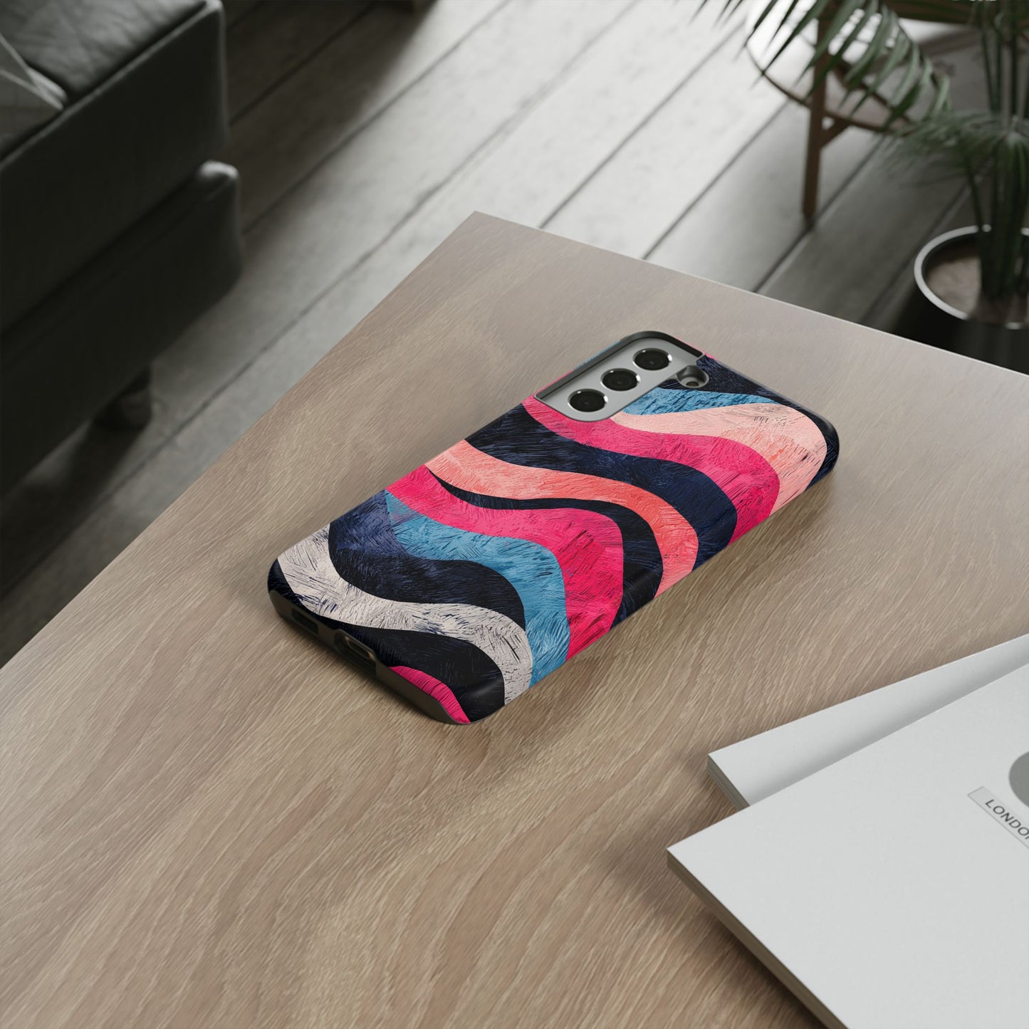 Abstract Wave Pattern Samsung Galaxy Case – Shockproof, Matte Finish, Dual-Layer Protection