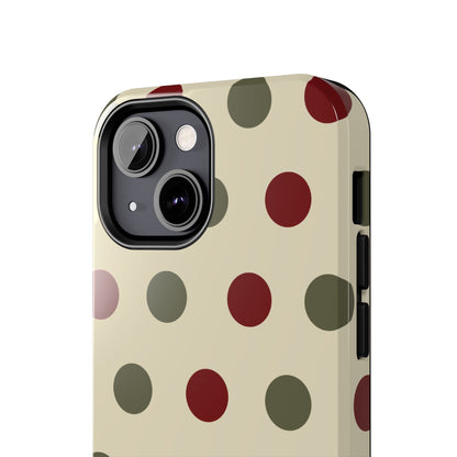 Red & Green Polka Dots on Cream – iPhone Case