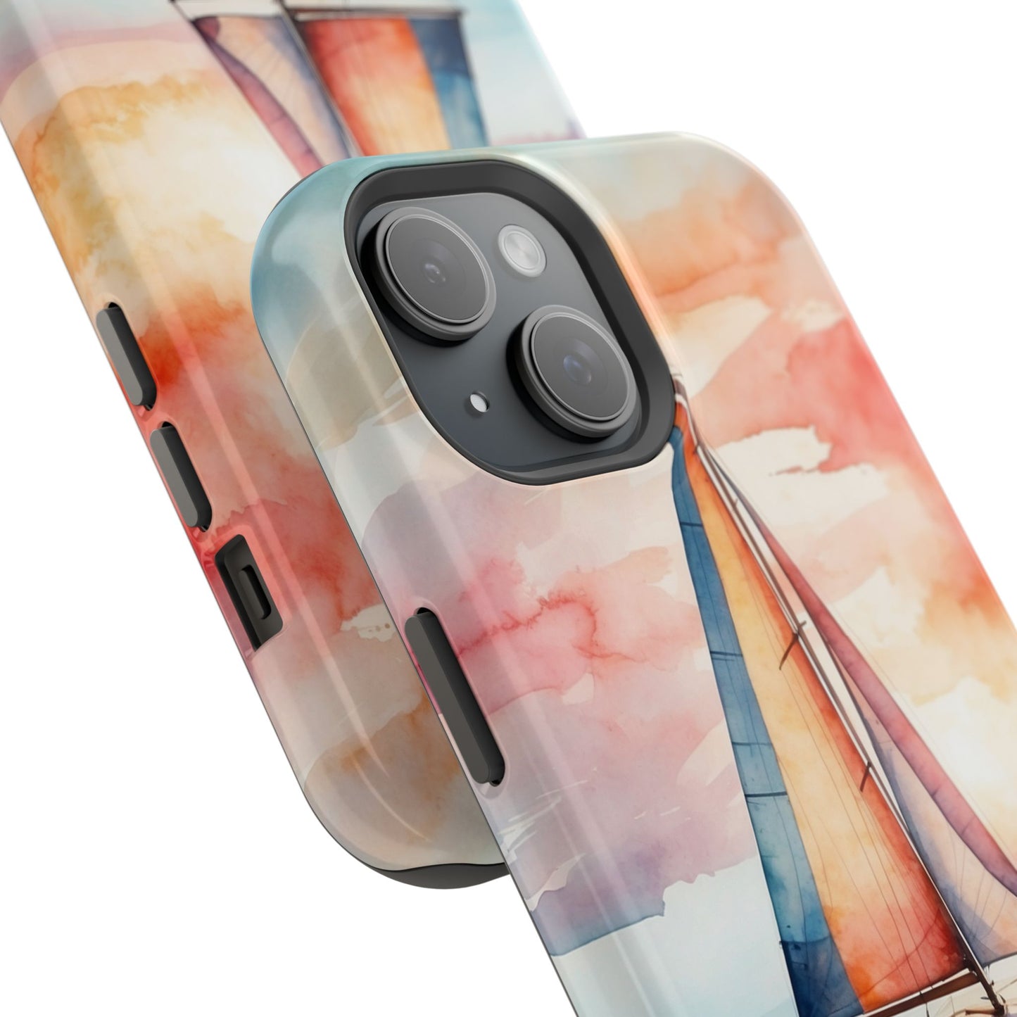 Sailboat Sunset MagSafe iPhone Case – Vibrant Watercolor Design