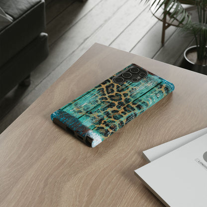 Turquoise Rustic Leopard Wood - Samsung Galaxy Series Case