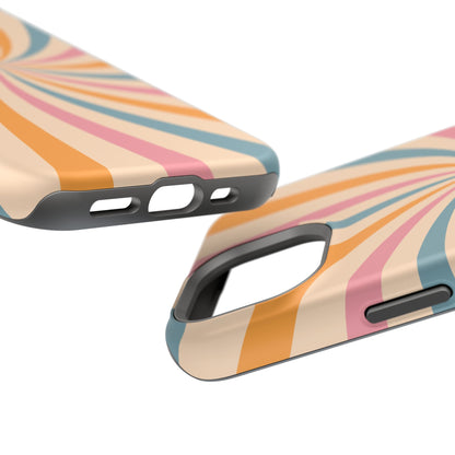 Retro Swirl Pattern MagSafe iPhone Case – Bold 70s Vibe in Pink, Orange, and Orange