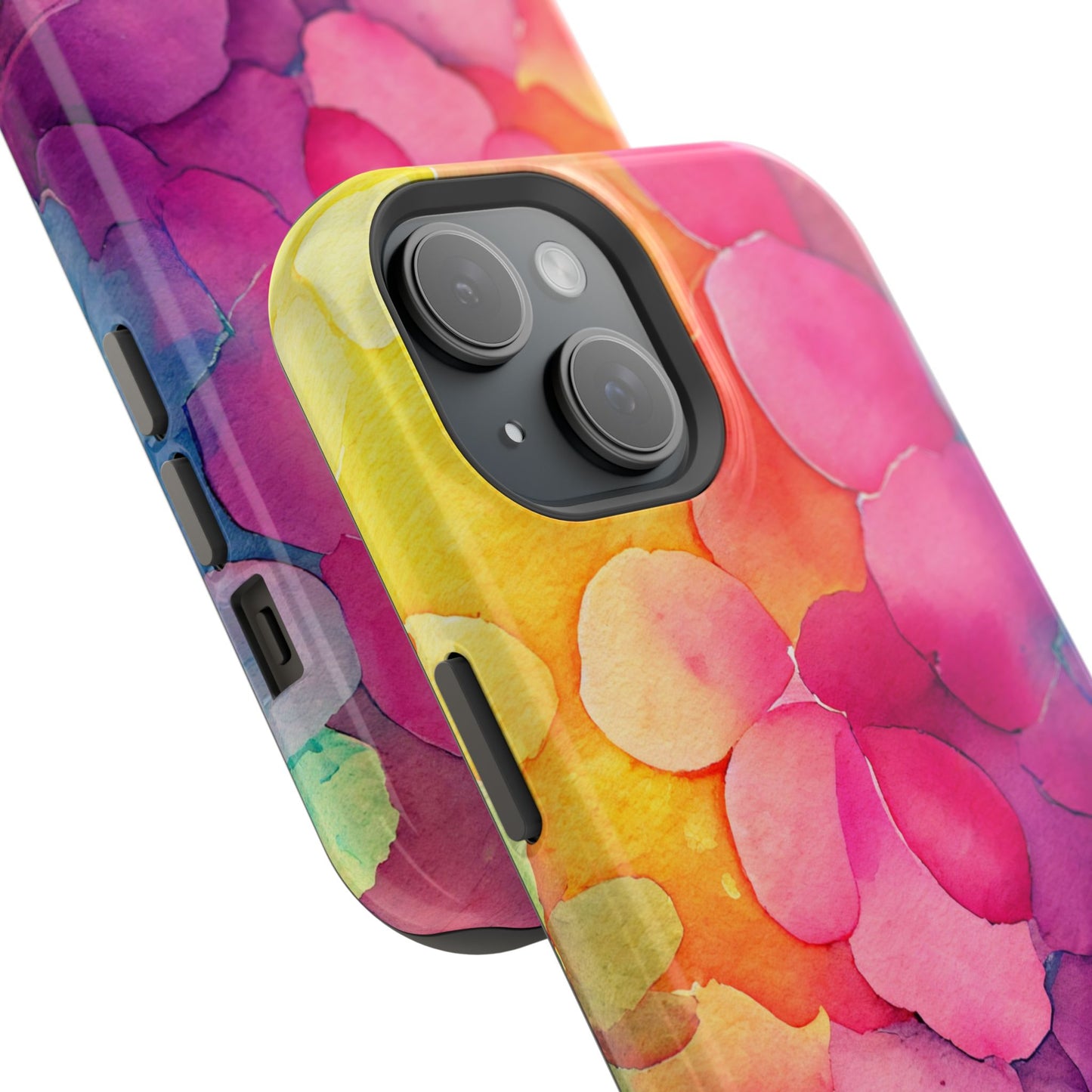 Sunset Petals Watercolor MagSafe iPhone Case – Slim Design, Glossy Finish