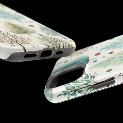 Watercolor Winter Trees MagSafe iPhone Case – Nature-Inspired, Holiday Theme Protective Cover