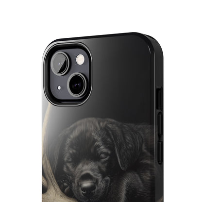 Adorable Black Labrador Puppy on Feathers iPhone Case