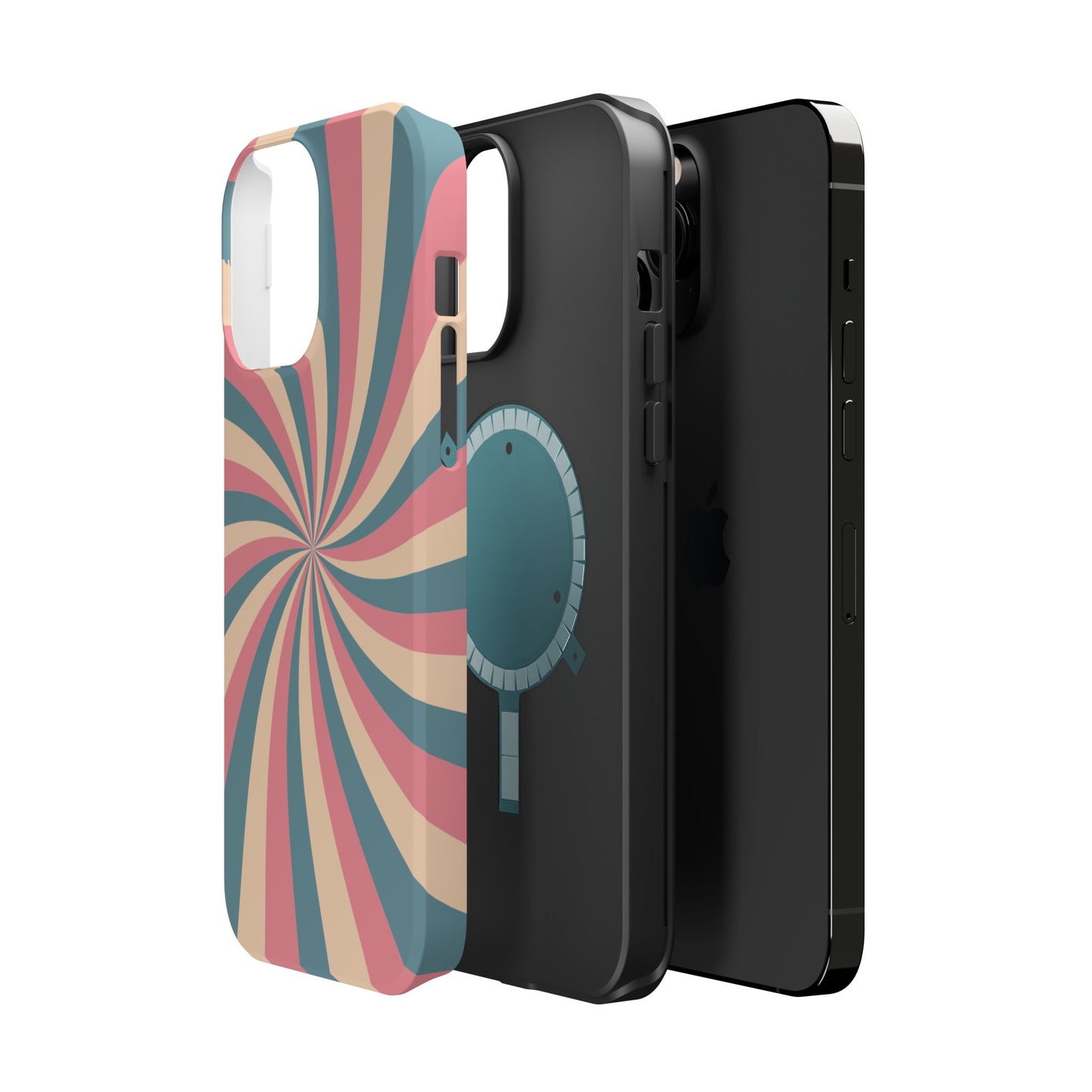 Vintage Pastel Swirl MagSafe iPhone Case – Dual-Layer Protection with 70s-Inspired Design