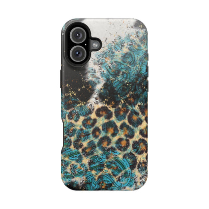 Turquoise Paisley Cowhide Leopard - MagSafe iPhone Series Case