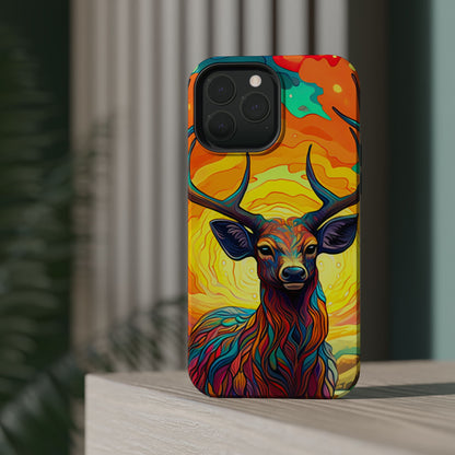 Vibrant Stag in Bloom – MagSafe iPhone Case