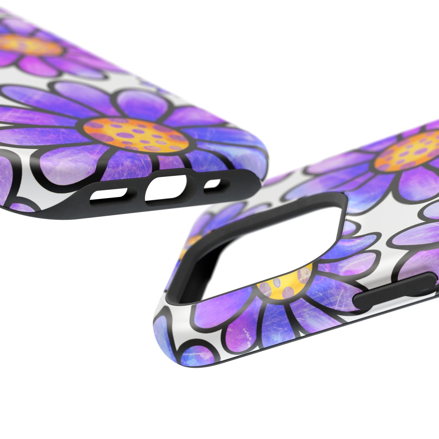 Purple Daisy Delight MagSafe iPhone Case – Slim Profile, Glossy Finish