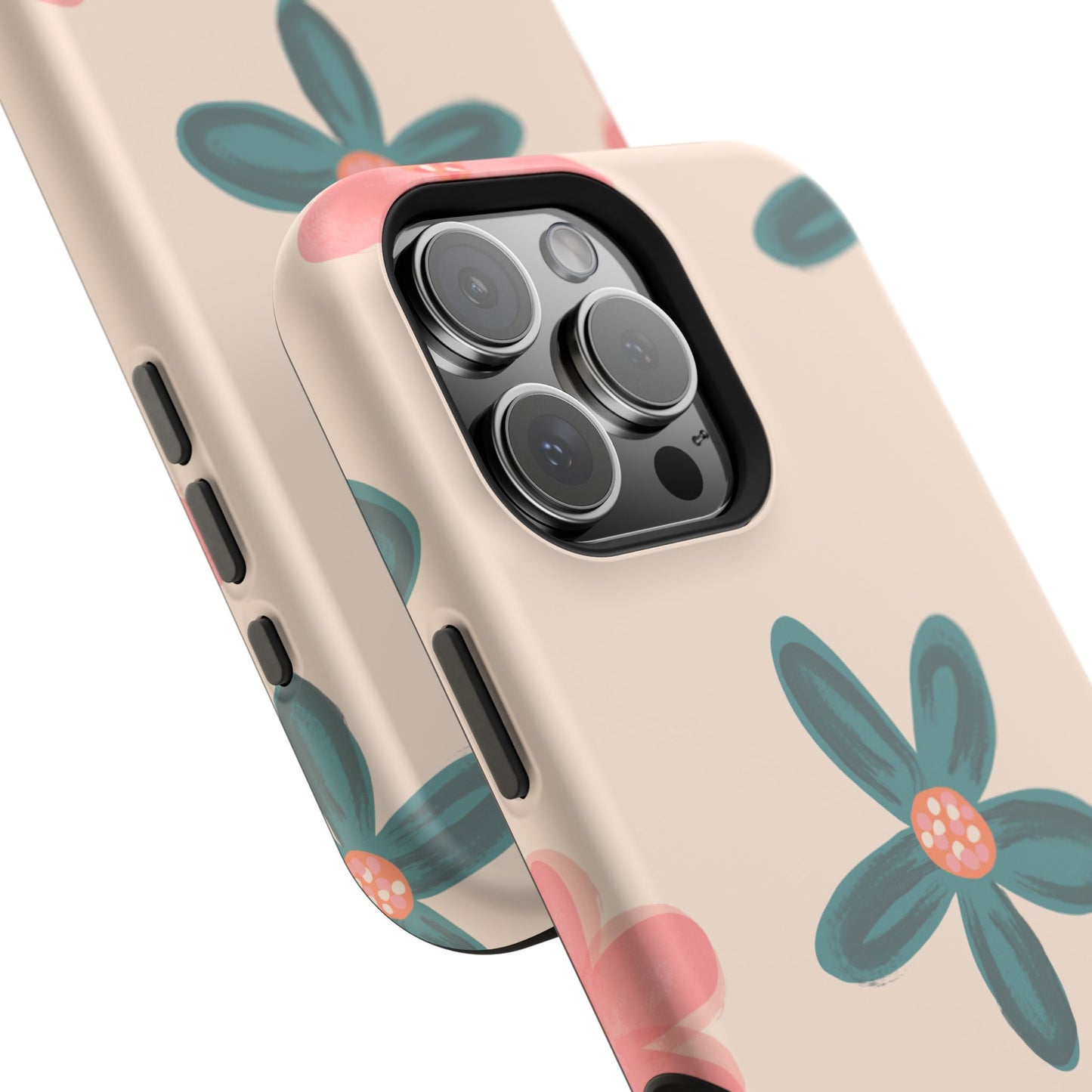 Vintage Floral Tough MagSafe iPhone Case – Soft Matte Finish with Dual-Layer Protection