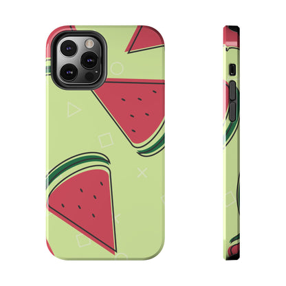 Watermelon Slice iPhone Case – Fresh & Fun Design with Retro Geometric Pattern