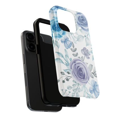 Elegant Blue & Violet Roses iPhone Case – Luxurious Floral Design for Chic Device Protection