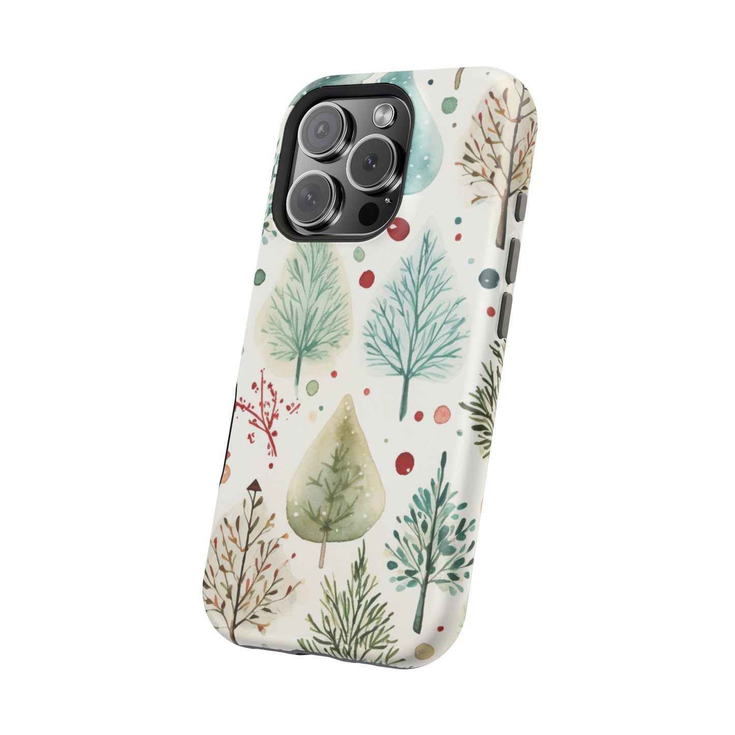 Watercolor Winter Trees MagSafe iPhone Case – Nature-Inspired, Holiday Theme Protective Cover