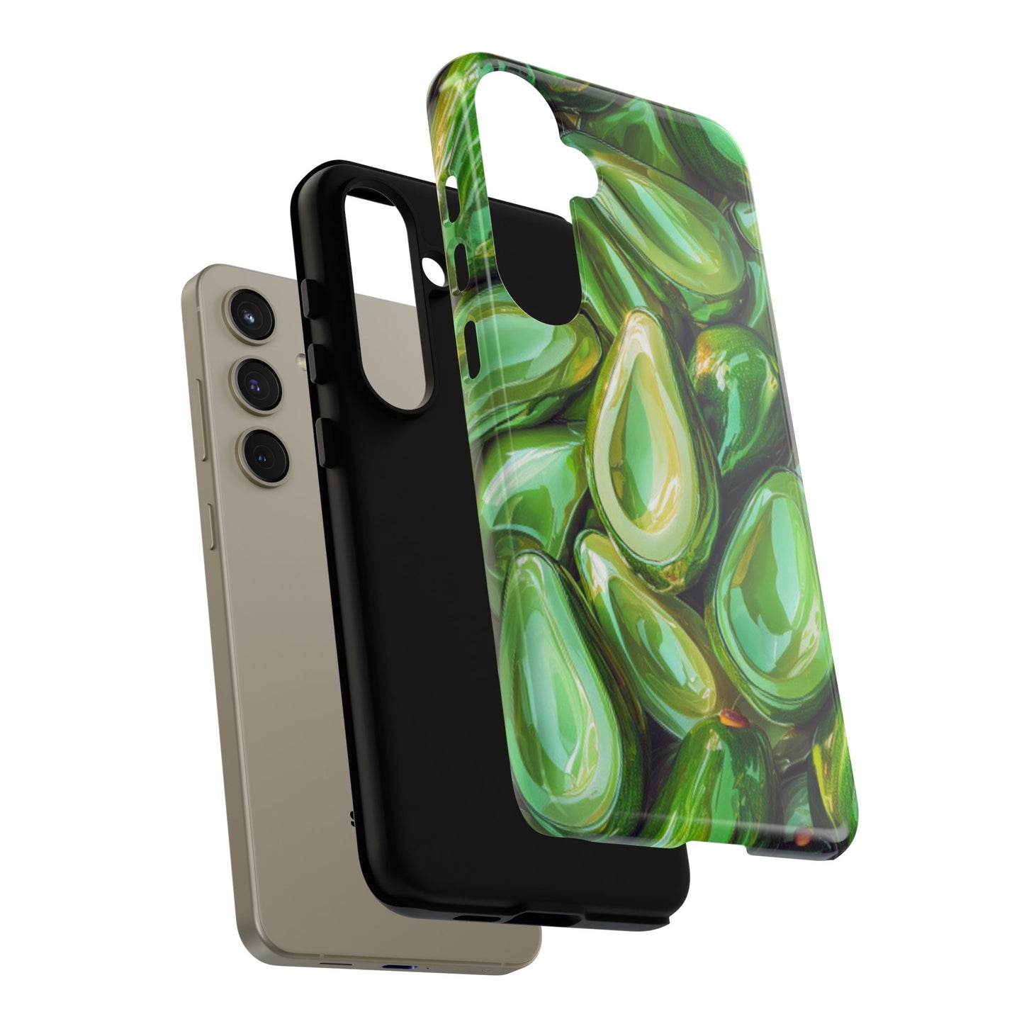 Glossy Avocado Samsung Galaxy  Case – Sleek Green 3D Fruit Design, Durable and Stylish