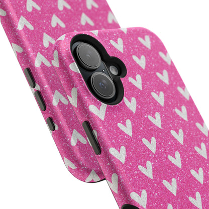 Pink Glitter Hearts Pattern – MagSafe iPhone Case