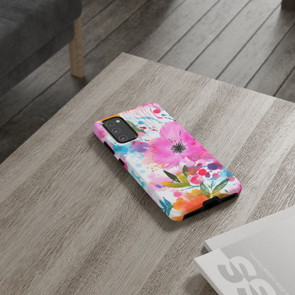 Color Splash Pink & Orange Watercolor Floral - Samsung Galaxy Case