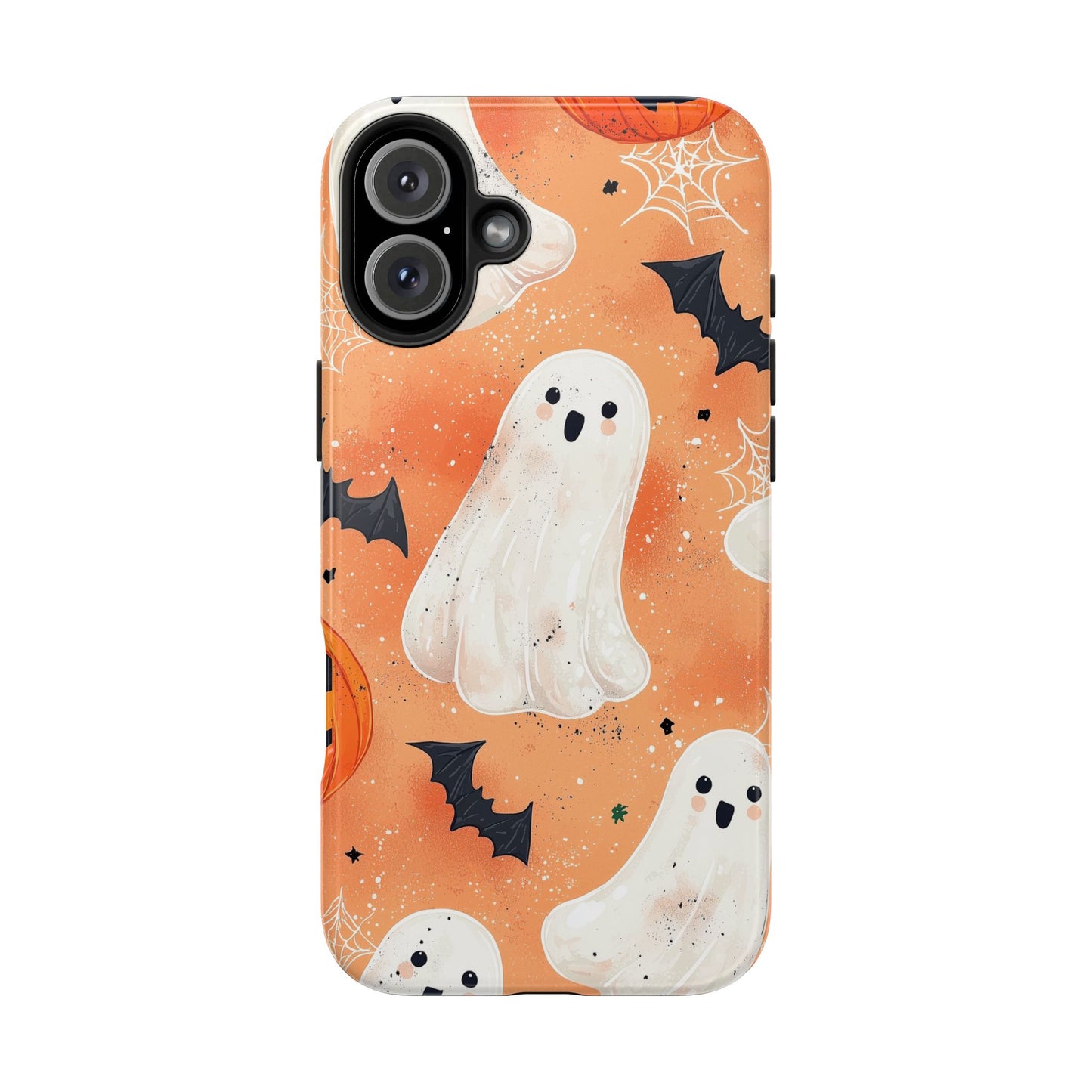 Spooky Cute Ghost iPhone Case – Halloween Ghosts, Pumpkins, Bats & Cobwebs Design