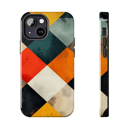 Geometric Retro iPhone  Case - Colorful Checkered Protective Cover