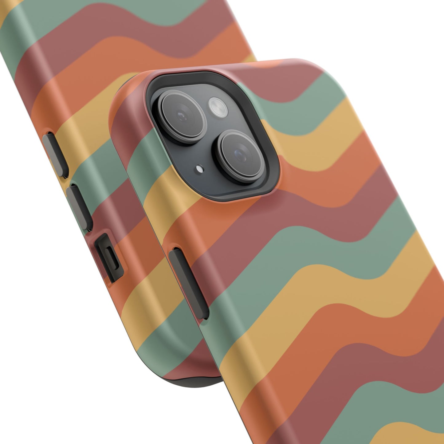 Retro Vibe Wavy Stripes MagSafe iPhone Case – 70s-Inspired in Teal, Orange, and Rust