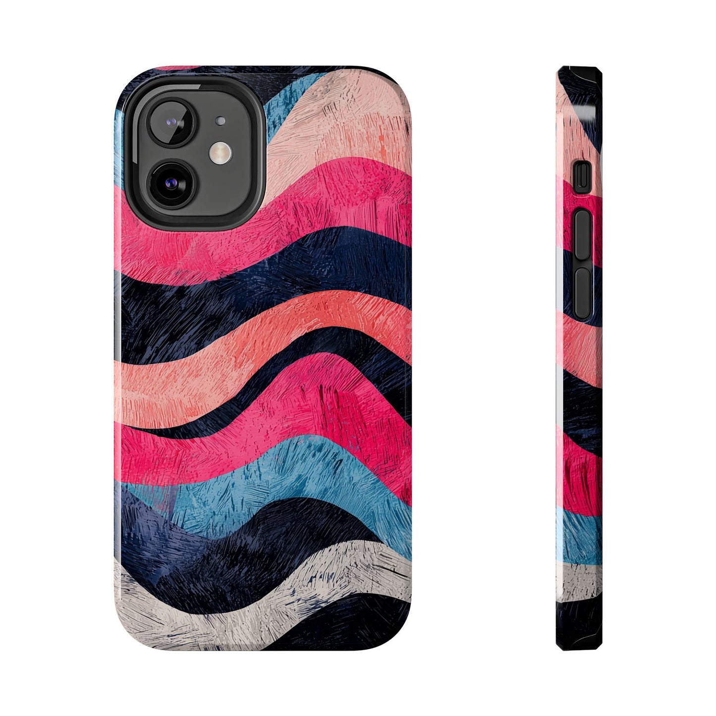 Abstract Wave Pattern iPhone Case – Shockproof, Matte Finish, Dual-Layer Protection