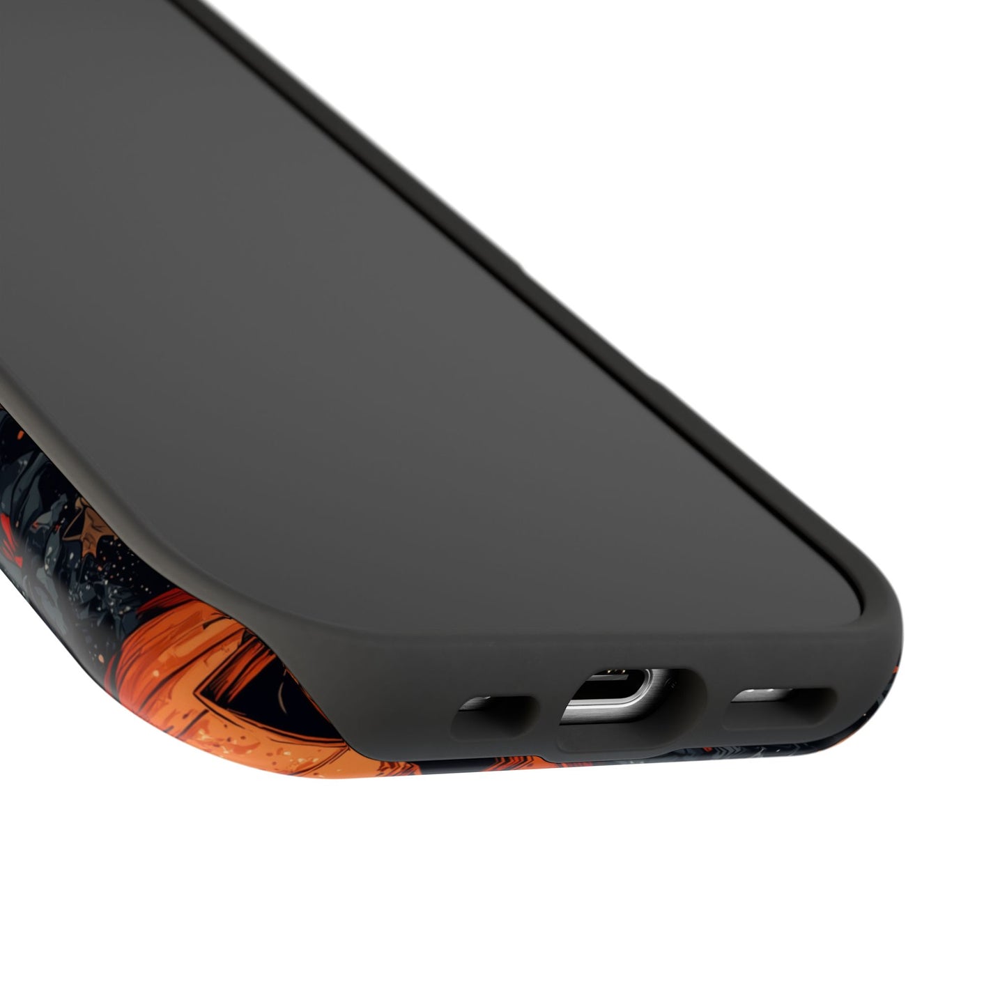 Hauntingly Elegant Halloween MagSafe iPhone Case – Pumpkins, Spiders, and Autumn Leaves Design