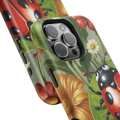 Ladybug Garden MagSafe iPhone Case – Whimsical Floral Design