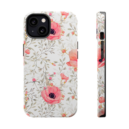 Pink Floral Watercolor MagSafe iPhone Case – Elegant Blossom Design with Magnetic Compatibility