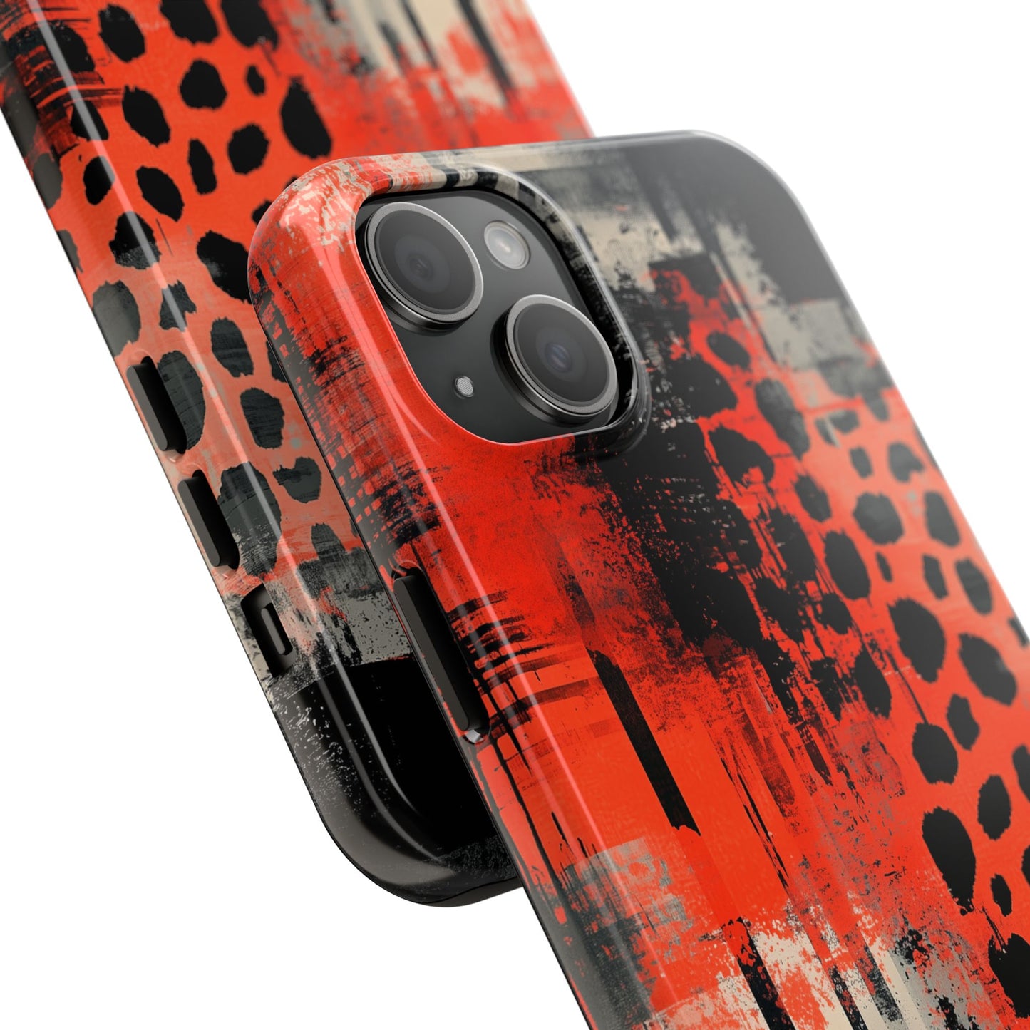 Cheetah Plaid iPhone Case – Red & Black Pattern