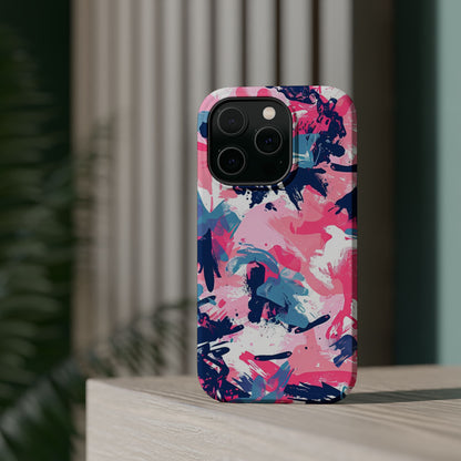 Vibrant Pink & Navy Abstract Splash – MagSafe iPhone Case