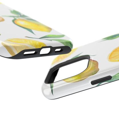 Lemon Grove Watercolor Tough MagSafe iPhone Case – Fresh Citrus Design, Dual-Layer Protection