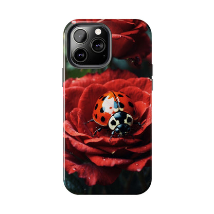 Elegant Rose & Ladybug Charm - iPhone Series Case