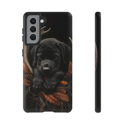 Charming Black Labrador Puppy on Feathers Samsung Galaxy Case