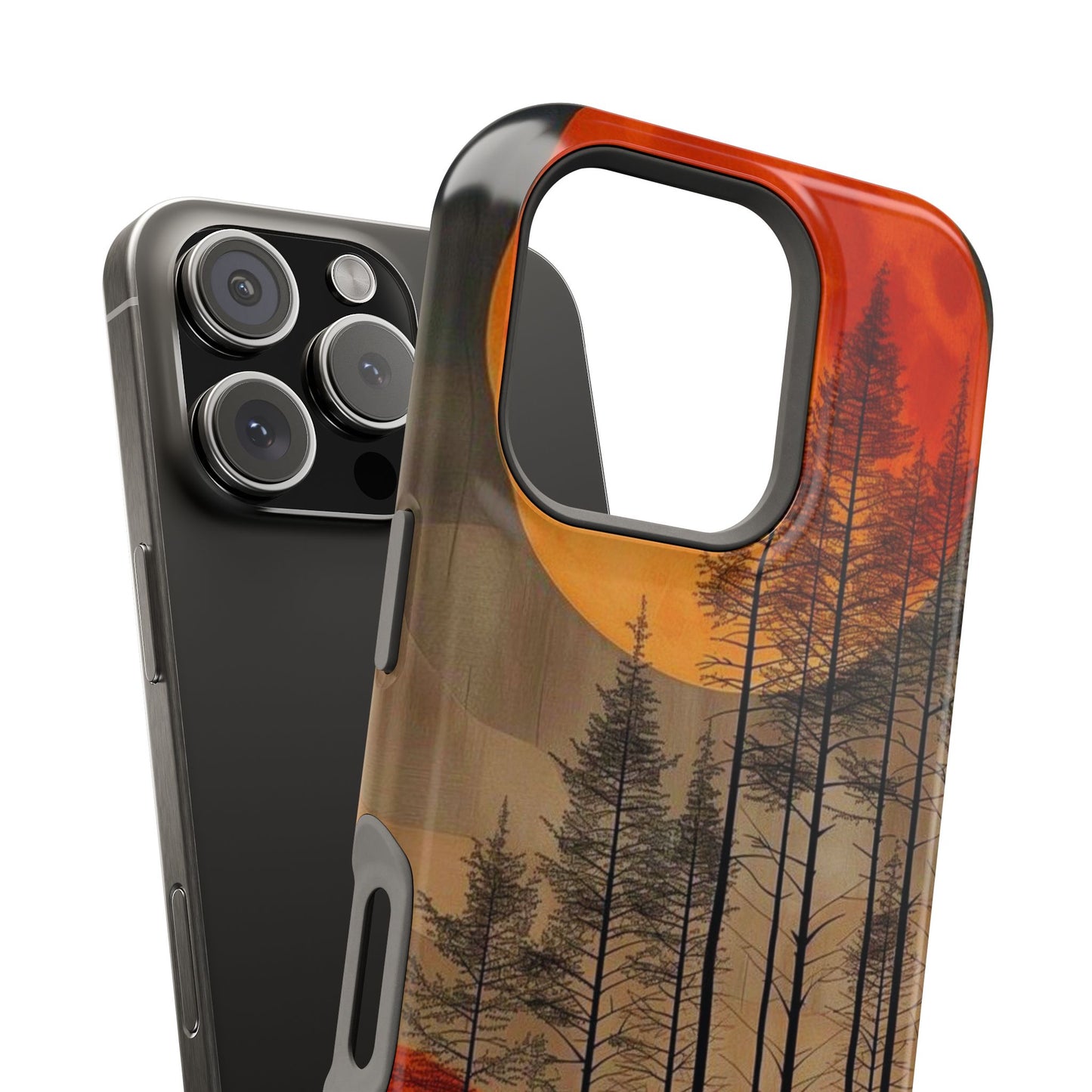 Moody Forest Moonrise MagSafe iPhone Case – Dark Landscape Design, Dual-Layer Protection