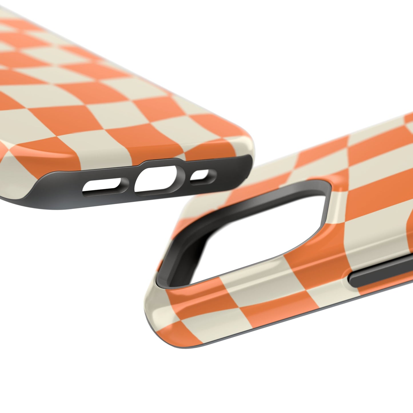 Wavy Retro Checkerboard MagSafe iPhone Case – Shockproof, Matte Finish, Dual-Layer Protection