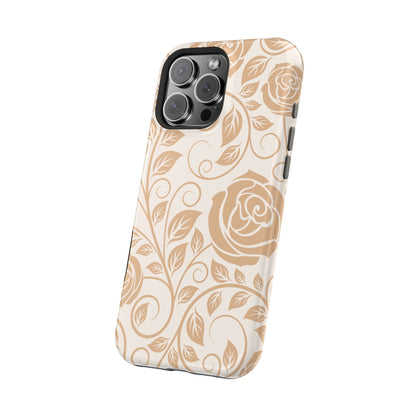 Vintage Rose Vine Tough MagSafe iPhone Case – Elegant Floral Pattern with Dual-Layer Protection