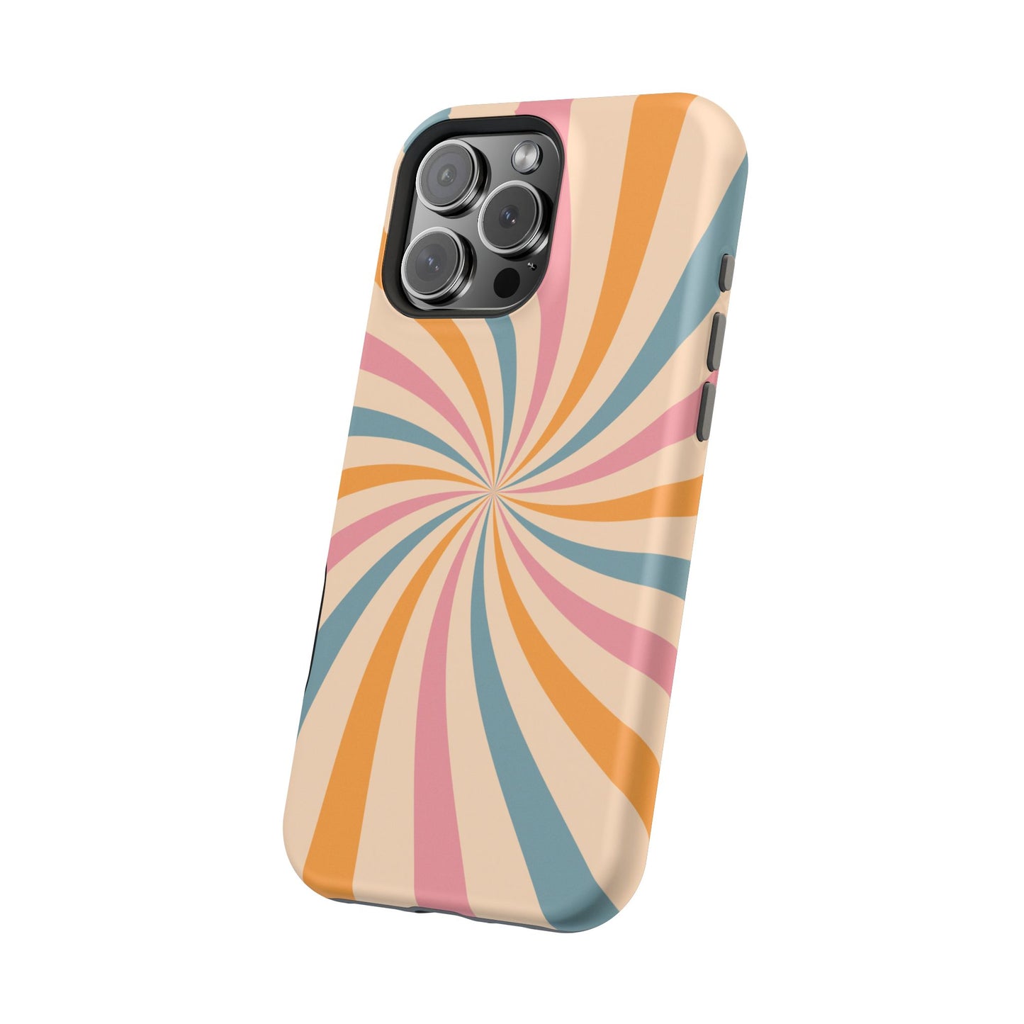 Retro Swirl Pattern MagSafe iPhone Case – Bold 70s Vibe in Pink, Orange, and Orange