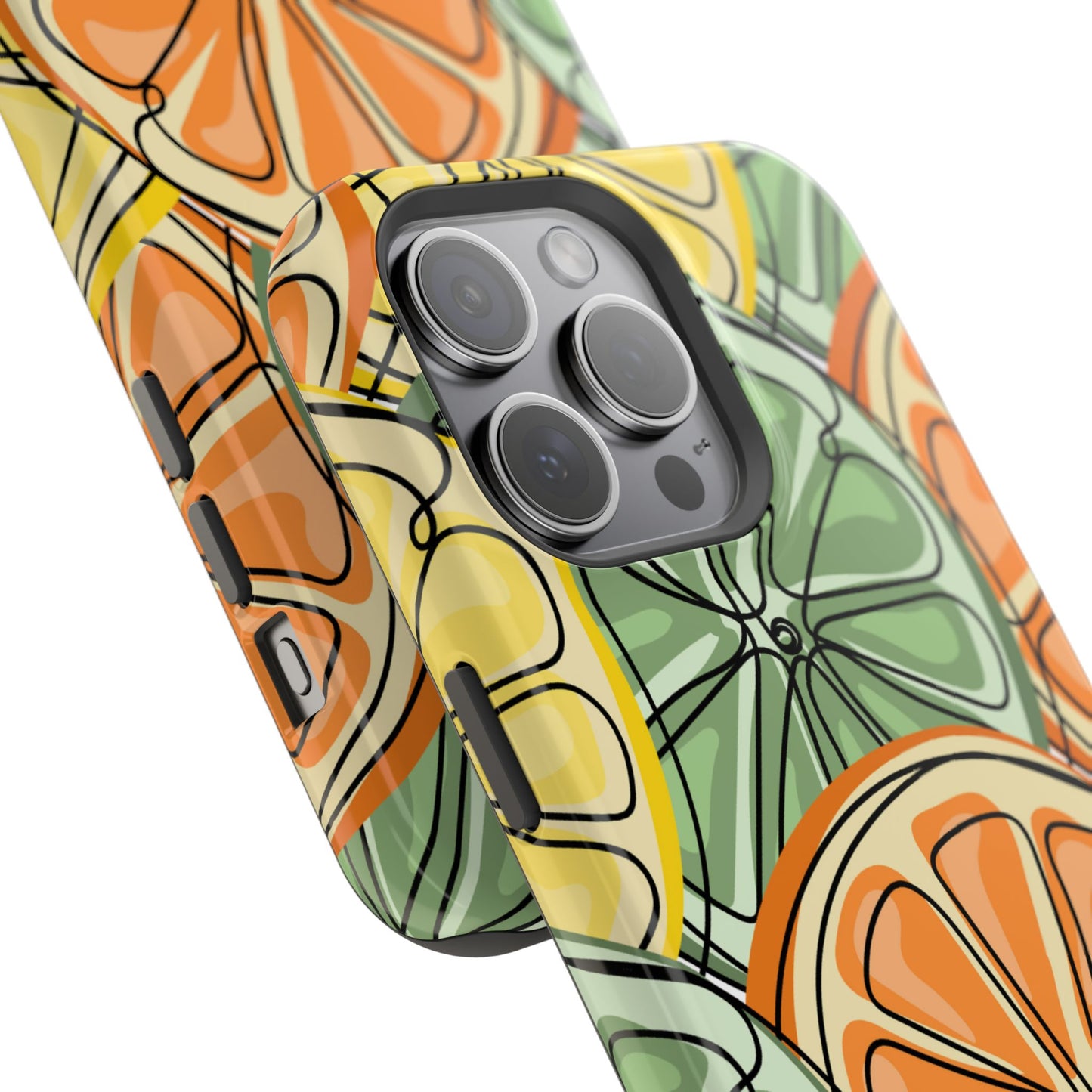 Citrus Zest Tough MagSafe iPhone Case – Bold Lime, Lemon, and Orange Design, Shockproof Protection