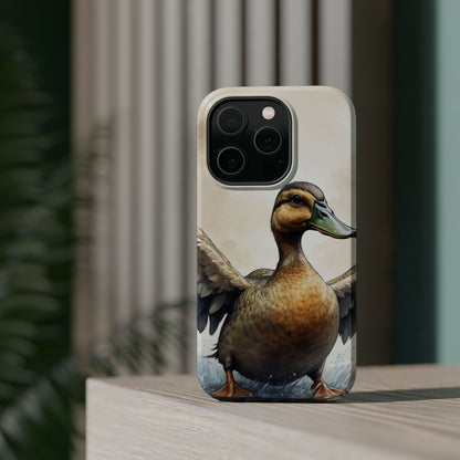 Graceful Duck in Watercolor Scene - MagSafe iPhone Case