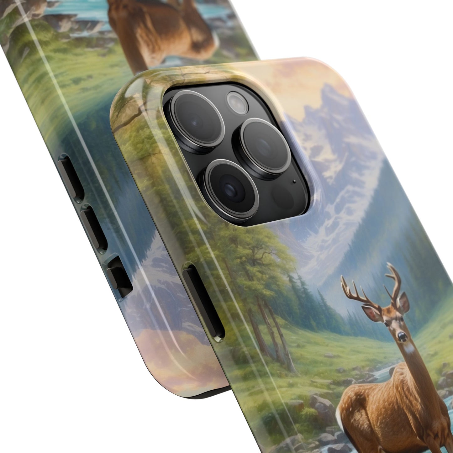 Alpine Serenity – Stag in Mountain Bliss iPhone Cases