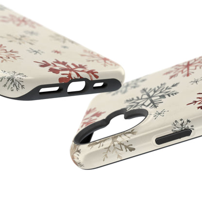 Vintage Red and Gray Snowflake Pattern – MagSafe iPhone Series Case