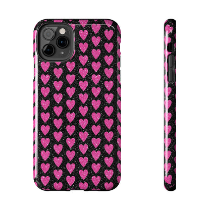 Glitter Pink Hearts iPhone Case