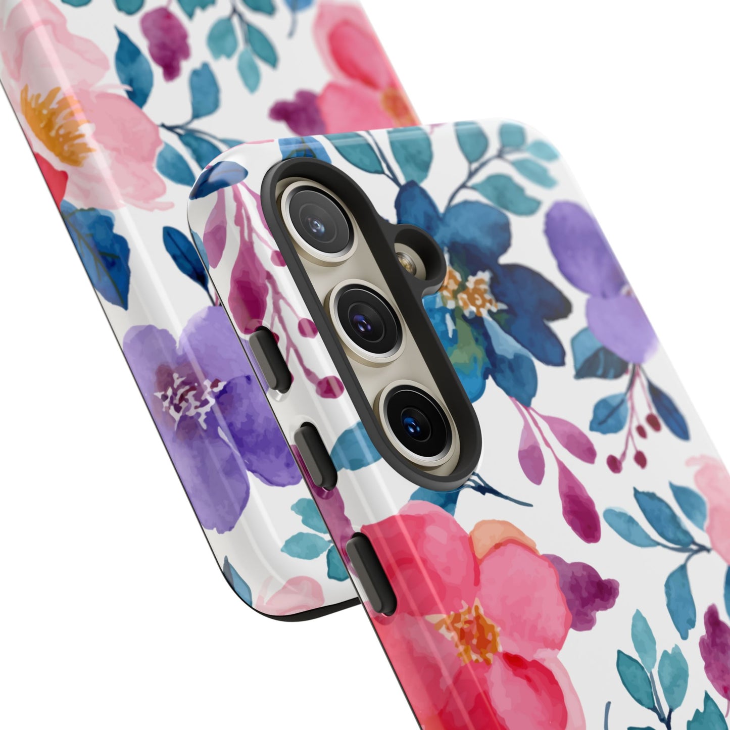 Mystic Bloom – Samsung Galaxy Case with Blue & Pink Watercolor Florals