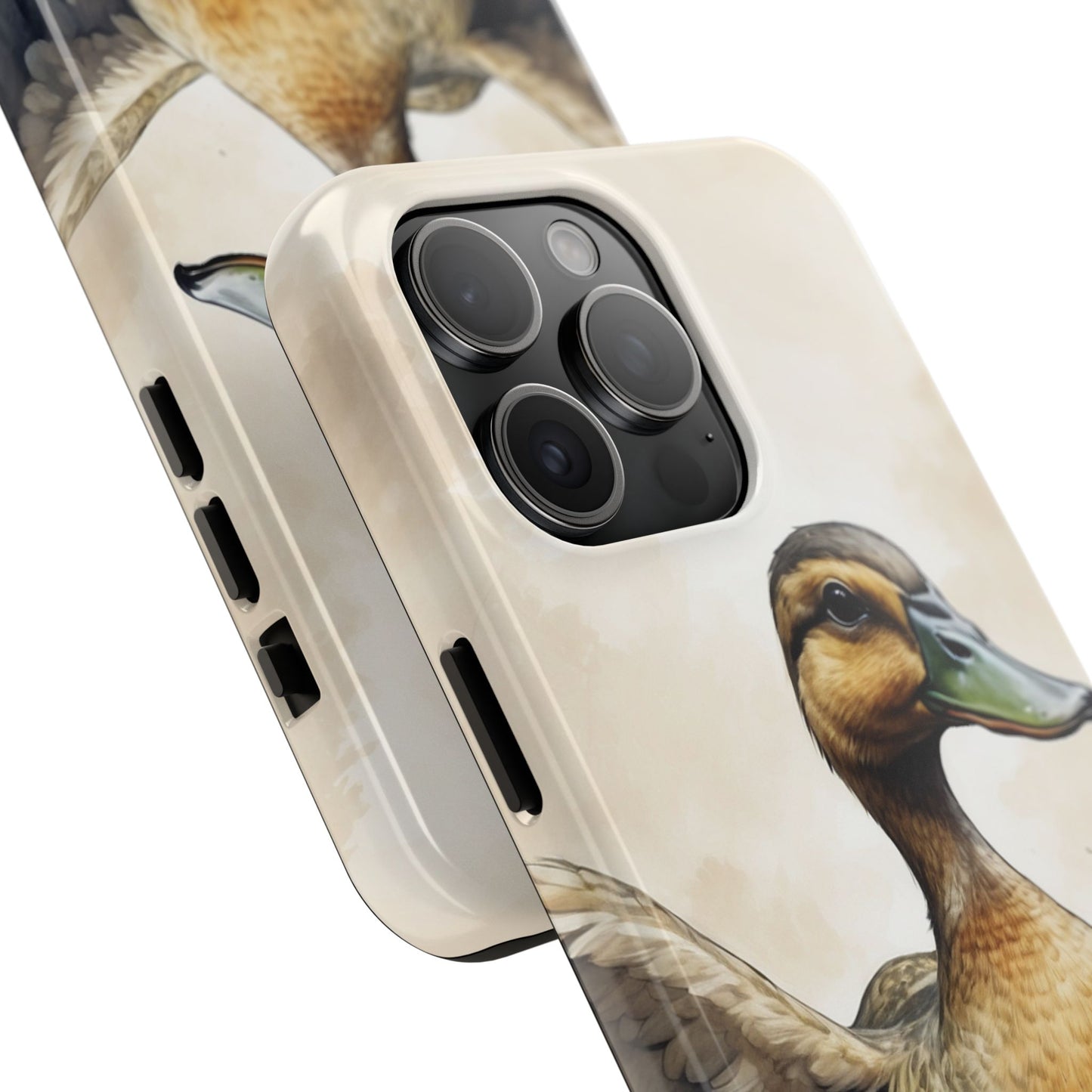 Graceful Duck in Watercolor Scene - iPhone Case